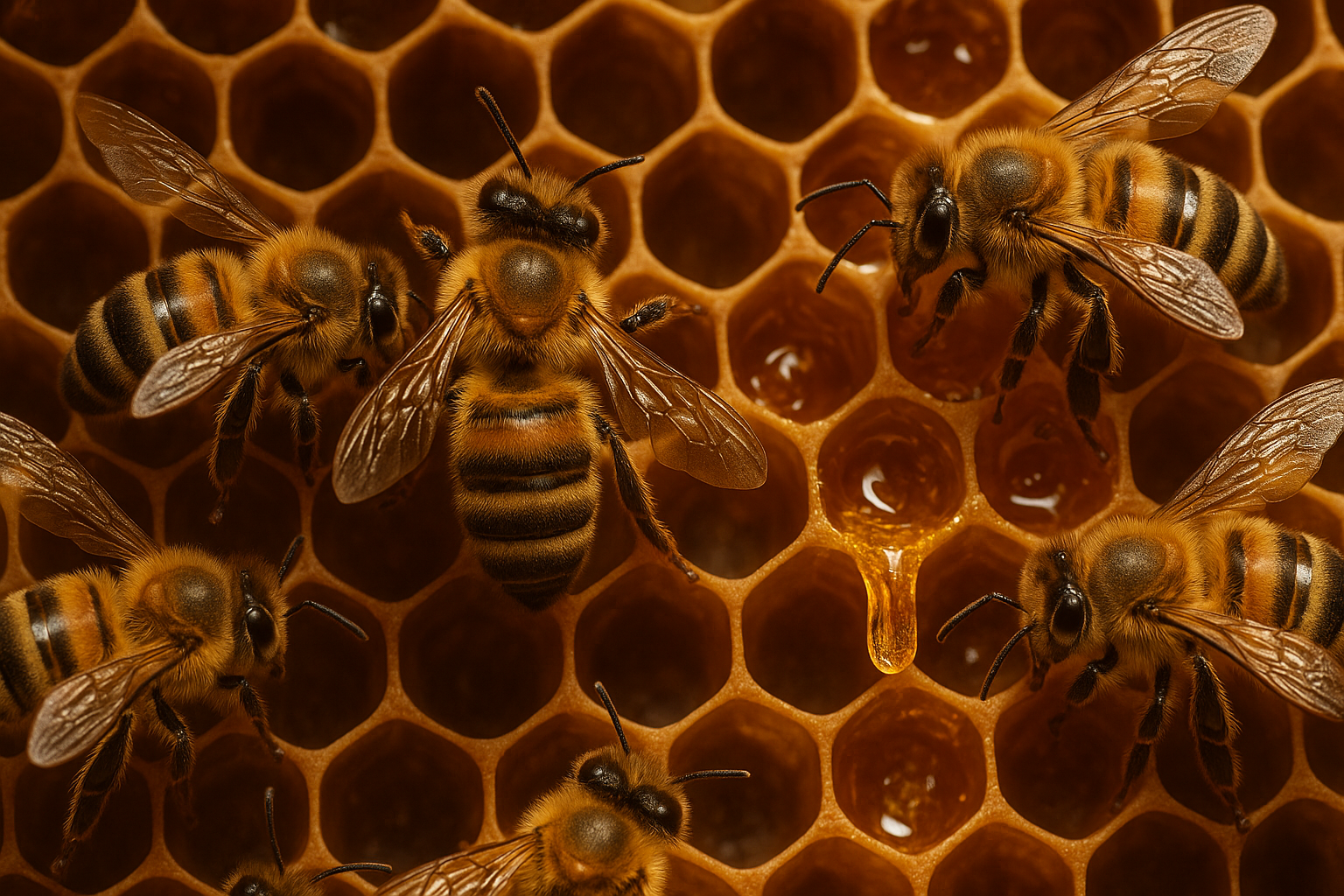 bees dancing and making honey realistic